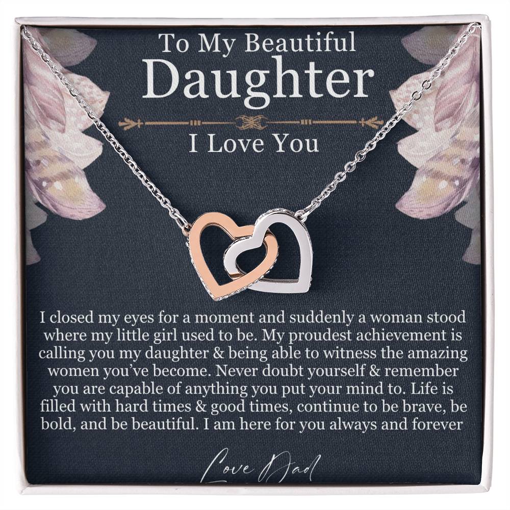 To My Daughter - My Little Girl - 18k Interlocking Hearts Necklace